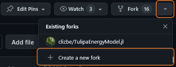 Screenshot of Fork button on GitHub